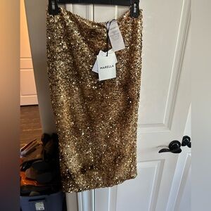 MARELLA Sparkling Gold Pencil Skirt